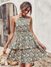 Women’s Boho Halter Backless Summer Dress